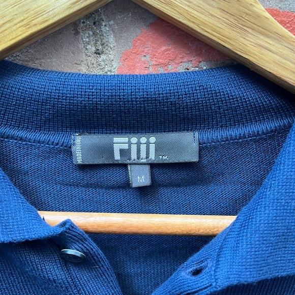 Fiii Sweater Men Size M Blue Wool Pullover Buttons Collared Long Sleeve - Picture 3 of 5